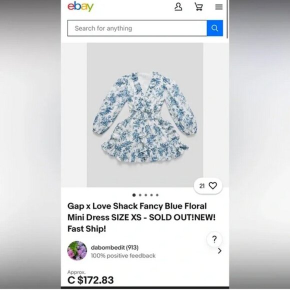 LoveShackFancy x Gap Blue Floral Ruffle Mini Dress - Picture 9 of 11